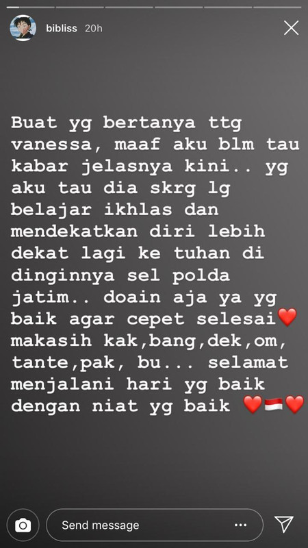 Unggahan Instagram Story Bibi Ardiansyah (Instagram @blibiss)