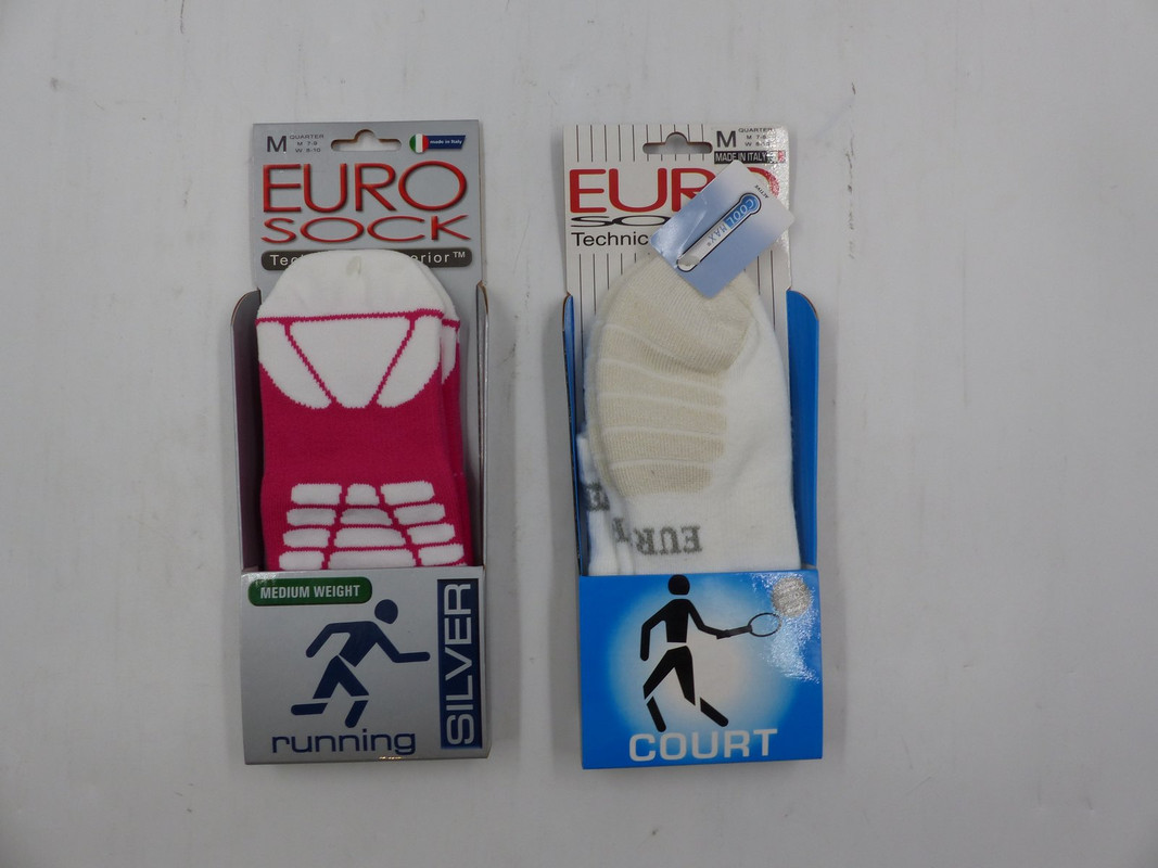 LOT OF 2 EURO SOCK EU203 CROSS QUARTER & 3712 OPEN COOL UNISEX SPORTS SOCKS SZ M