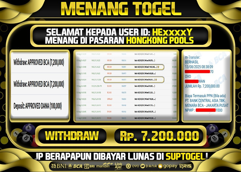  BUKTI KEMENANGAN 13 AGUSTUS 2025 MENANG DI PERMAINAN MAHJONG WAYS  TOTAL WD 8 JUTA