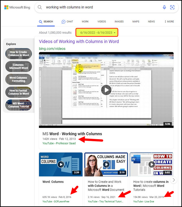 Bing is not respecting the search date range - Microsoft Q&A