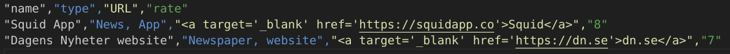 hugo, csv to table