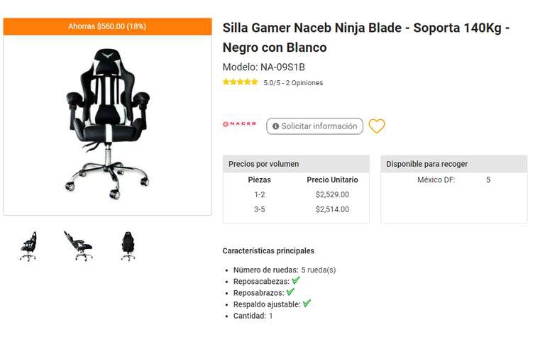 Intercompras: Silla Gamer Naceb Ninja Blade 
