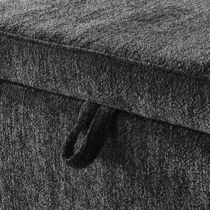Gray Chenille Ottoman Oval Storage Bench for Living Room, Entryway & Bedroom - Picture 5 of 8