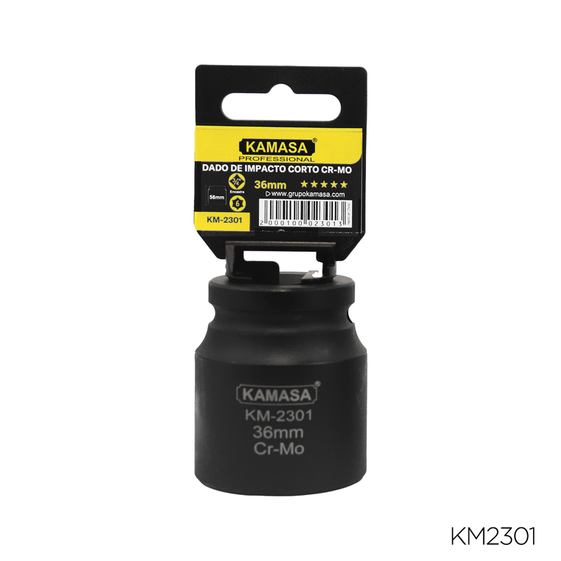 DADO DE IMPACTO CORTO CRMO "KAMASA" - 3/4"DR.X 36MM