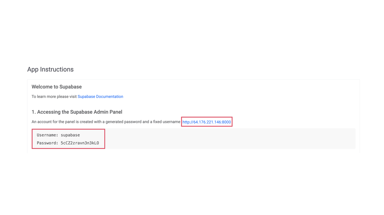 Retrieve Supabase Admin Credentials