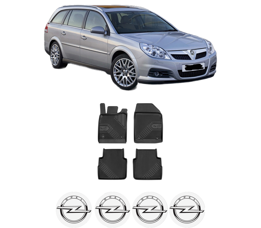 Set covorase presuri OPEL VECTRA C Estate (Z02) din 2003-2009, auto, din cauciuc thermoplastic, 4 Stickere auto cu OPEL