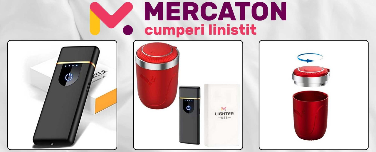 Scrumiera Meercaton Rosie cu Iluminare Led, Interior din Otel Inoxidabil si Bricheta Neagra, Electrica Antivant in Cutie, Incarcare USB, Senzor Digital, Indicator LED