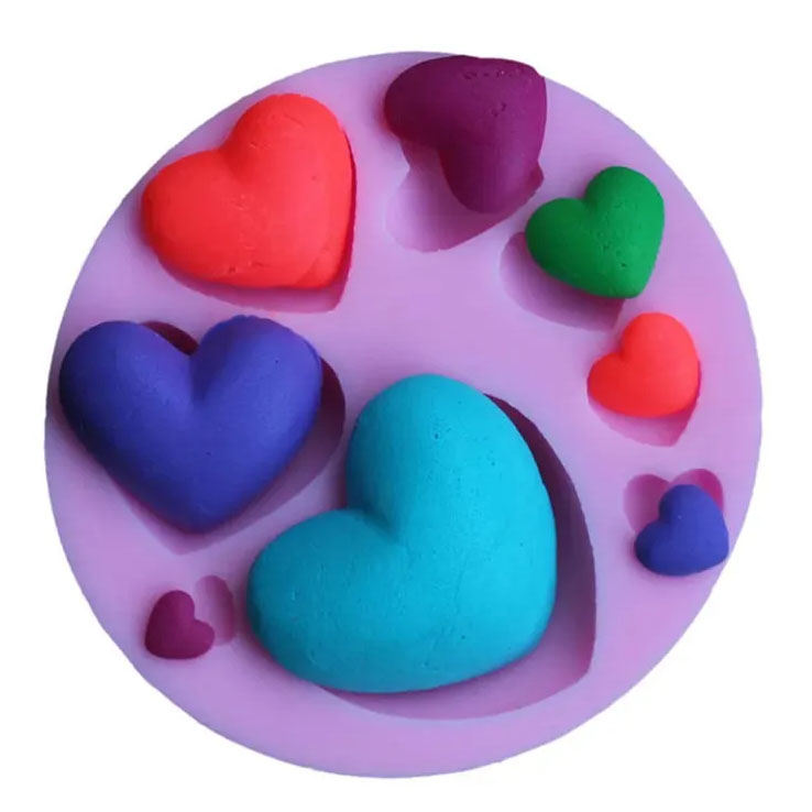 Molde en silicona corazones para fondant pastel fimo pasta fría