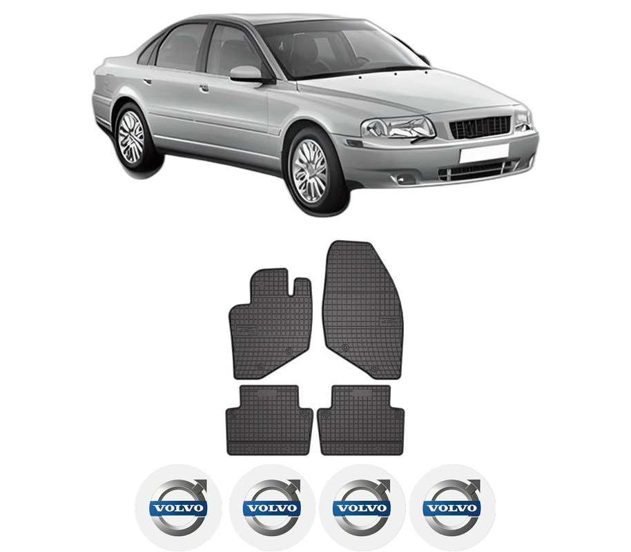 Set covorase presuri VOLVO S80 I (184) din 1998-2006, auto, din cauciuc thermoplastic, 4 Stickere auto cu VOLVO