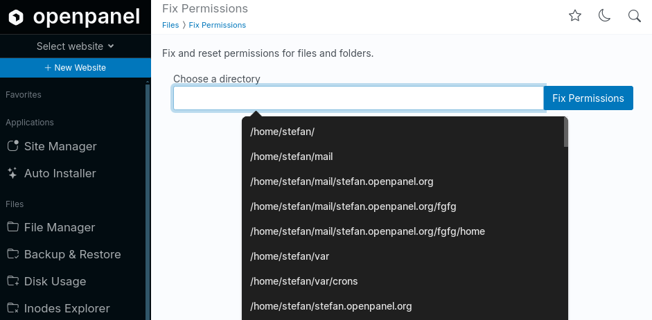 openpanel fixperms example module
