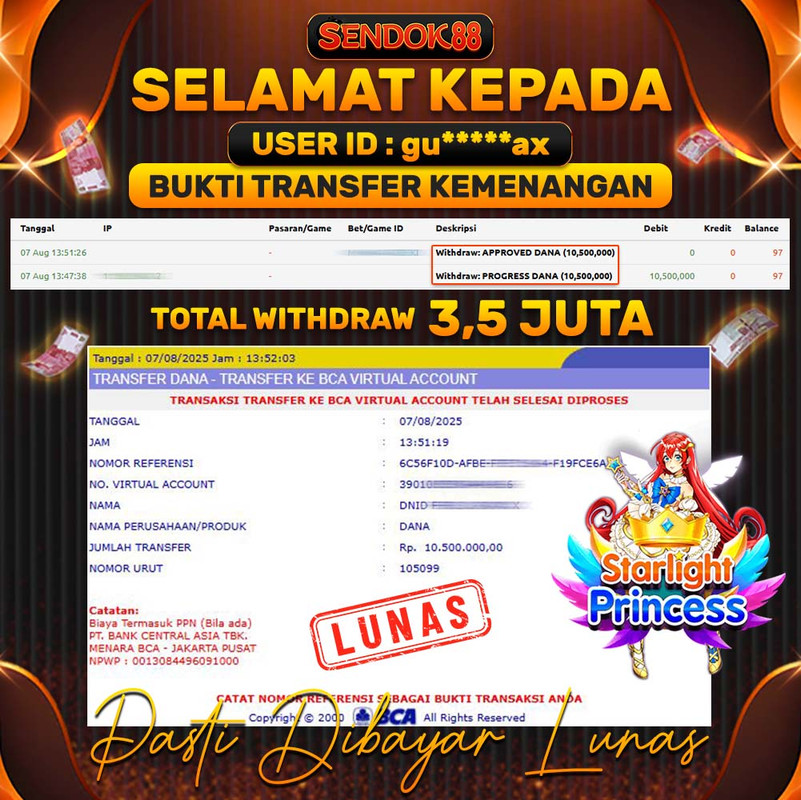 SENDOK88 JEPE! STARLIGHT PRINCESS Rp 10.500.000,- LUNAS!