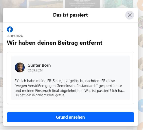 FB-Beitrag entfernt
