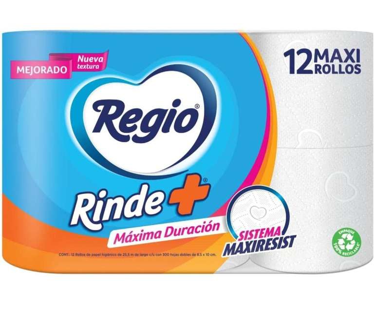 Amazon: Papel Higienico Regio 12 piezas con 300 hojas 
