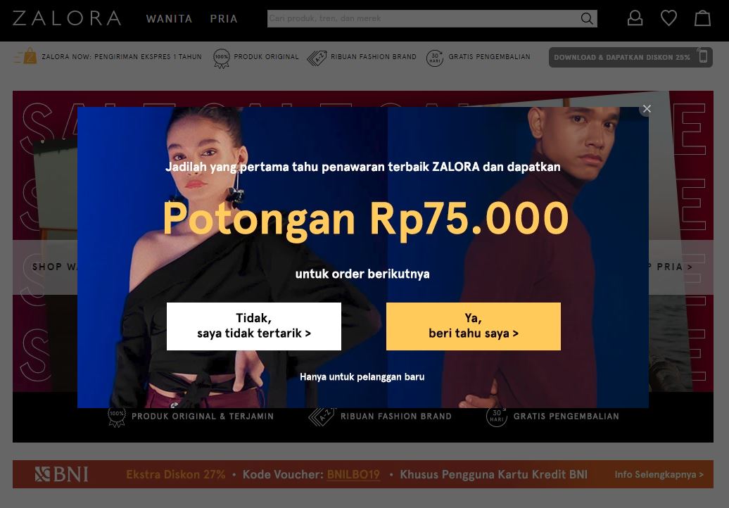 Potongan harga di Zalora