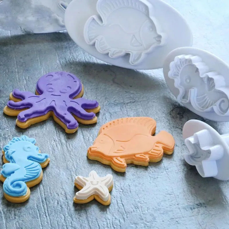 Molde expulsor embolo marinos caballo de mar seahourse para galletas