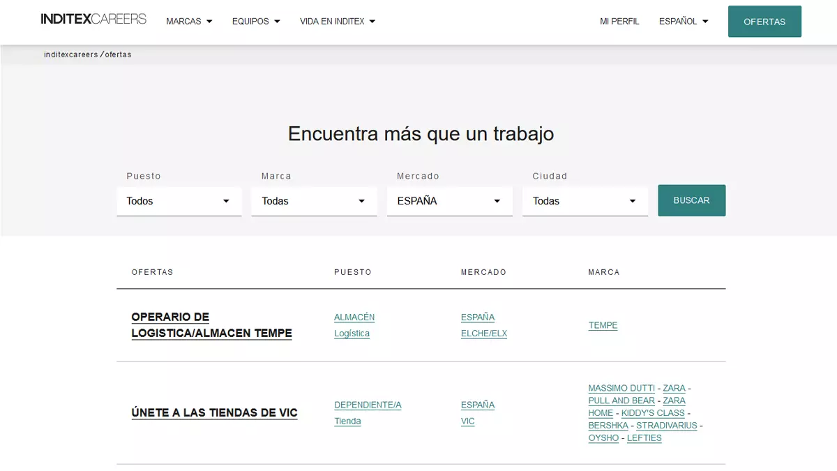 Portal de empleo Inditex (Inditex Careers)