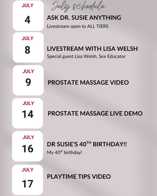 July Schedule image
