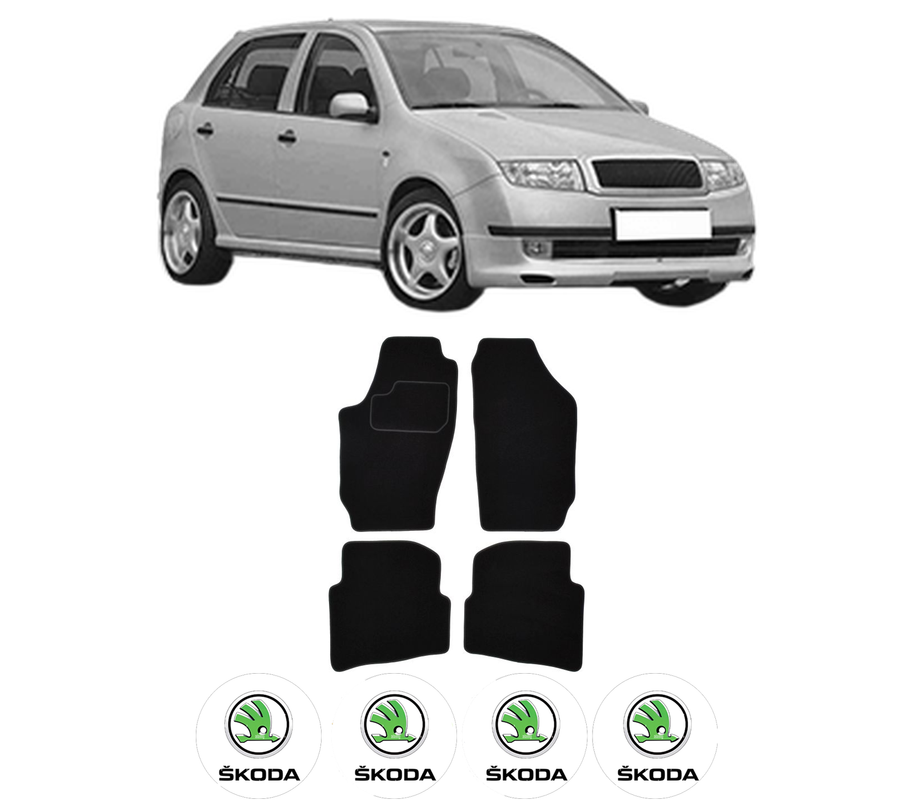 Set Covorase Presuri SKODA FABIA I (6Y2) din 1999-2008, Auto, Material Textil Mocheta, 4 Stickere auto cu SKODA