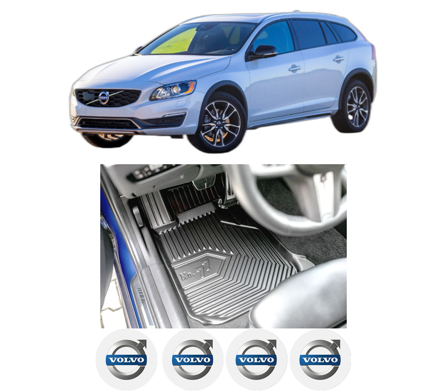 Set covorase presuri VOLVO V60 I Cross Country (157) din 2015-2018, auto, din cauciuc thermoplastic, 4 Stickere auto cu VOLVO