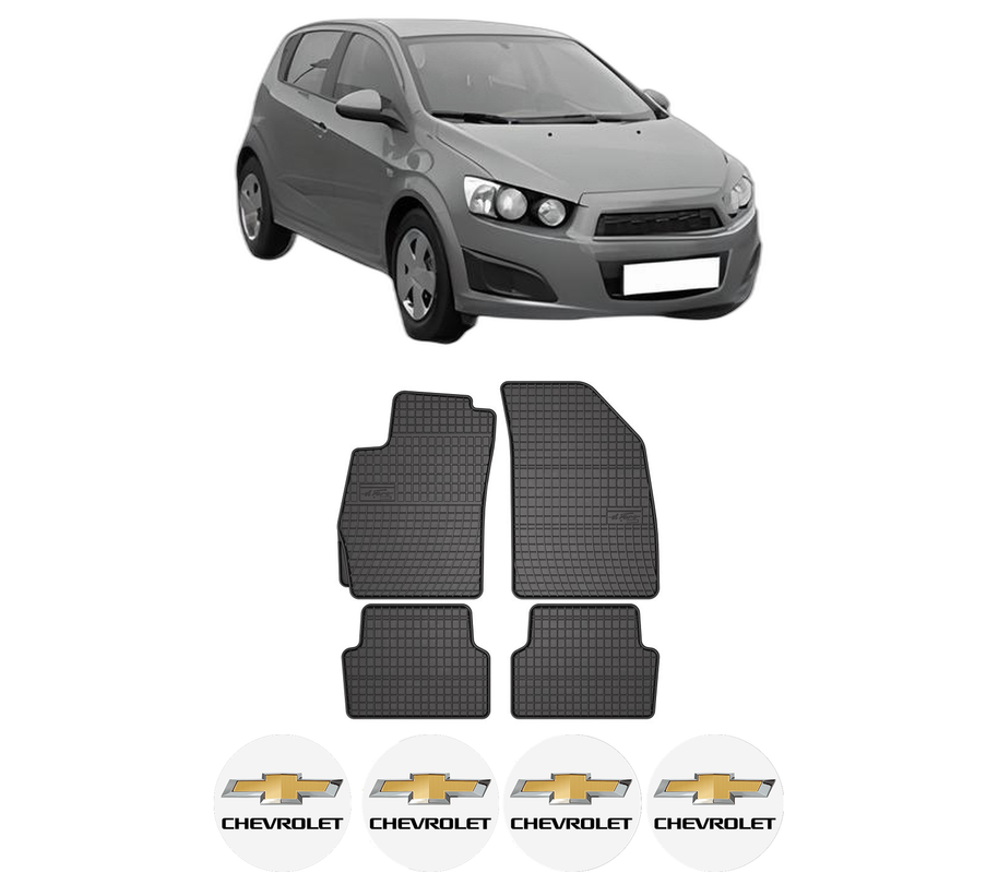 Set covorase presuri CHEVROLET AVEO Hatchback (T300) din 2011-2015, auto, din cauciuc thermoplastic, 4 Stickere auto cu CHEVROLET