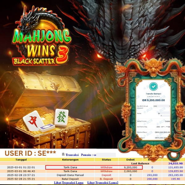 Bukti Kemenangan Member Marontoto Sebesar 9.200,000 JuTa