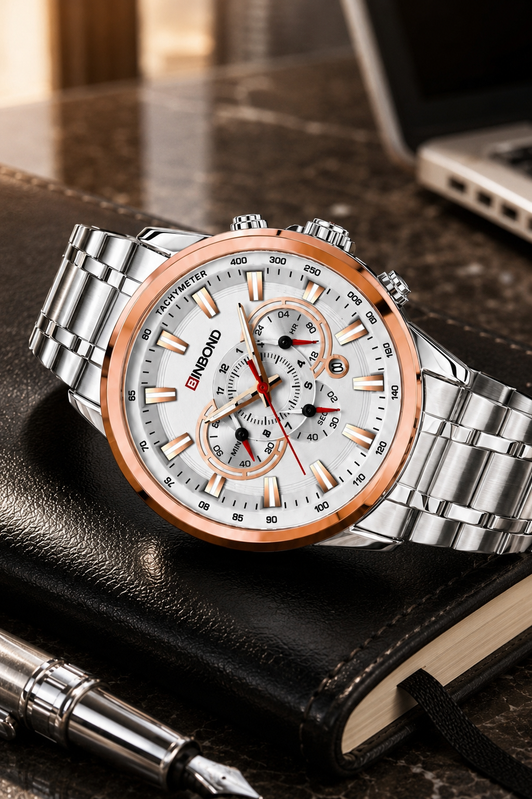 Binbond Men Chain Wristwatch close up