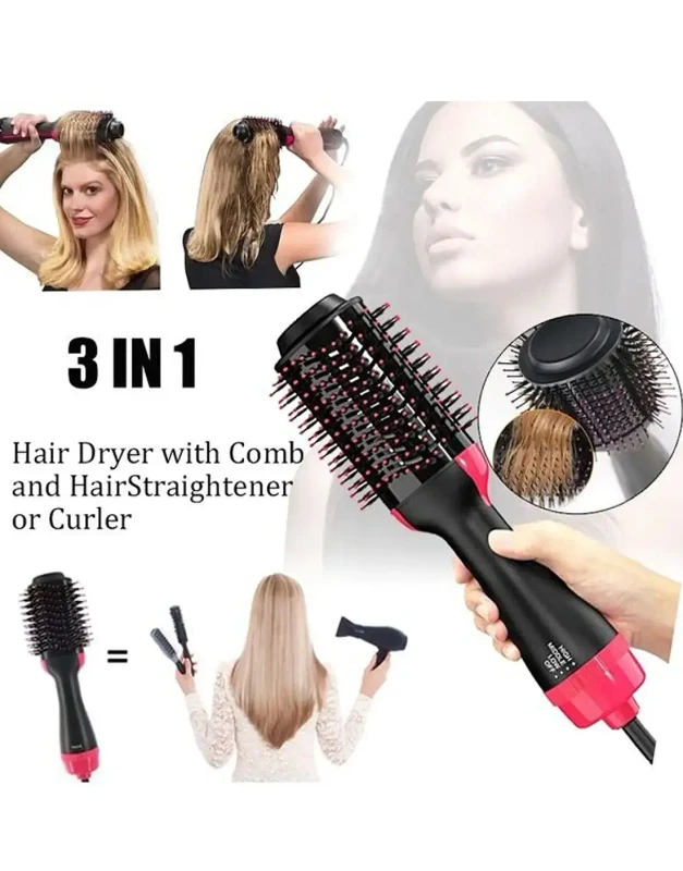 One-Step Blow-Dryer Brush – 3 Heat, Ionic Frizz-Free, 1100W, Cool Shot