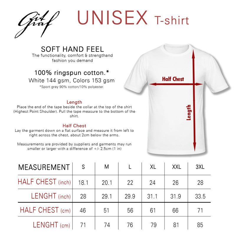 Men's t-shirt size chart