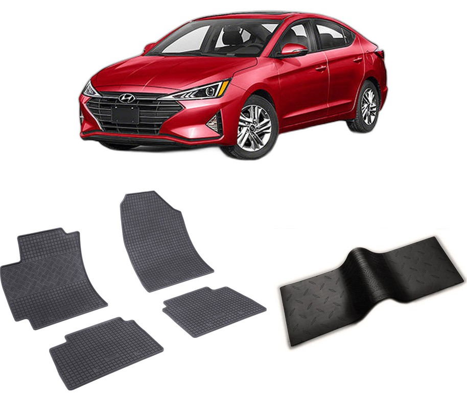 Set covorase auto HYUNDAI ELANTRA VI din 03.2016-12.2020, cu covoras tunel median, CAROSERIE SEDAN, Presuri cauciuc 100%, compatibil cu autoturismul HYUNDAI ELANTRA VI, Rigum