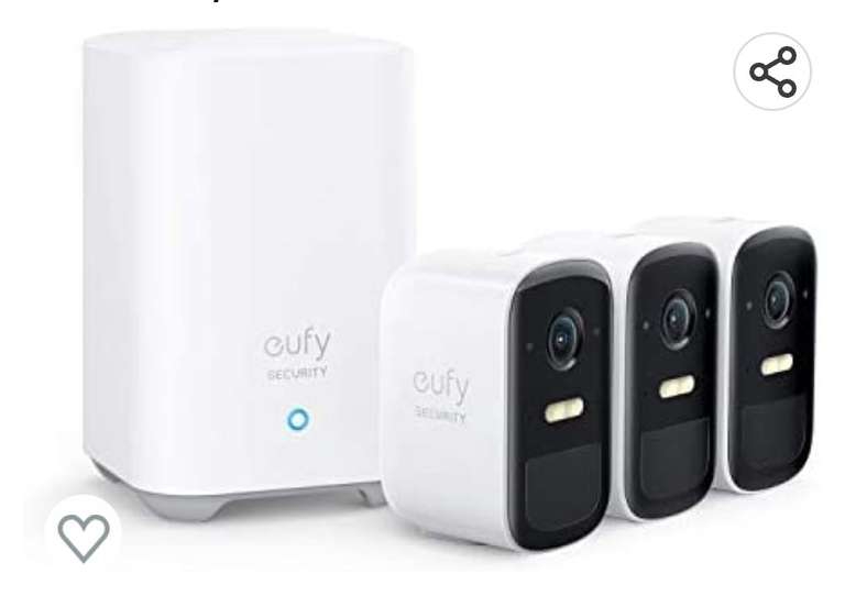 Amazon: eufy 2C Kit de 3 cámaras, exteriores, inalambricas, sin cuota mensual 
