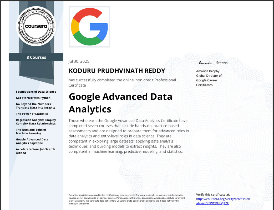 Google Advanced Data Analytics