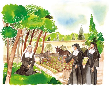 Margherita-Maria-immersa-nella-preghiera-si-dimentica-di-contr dans Santa Margherita Maria Alacoque