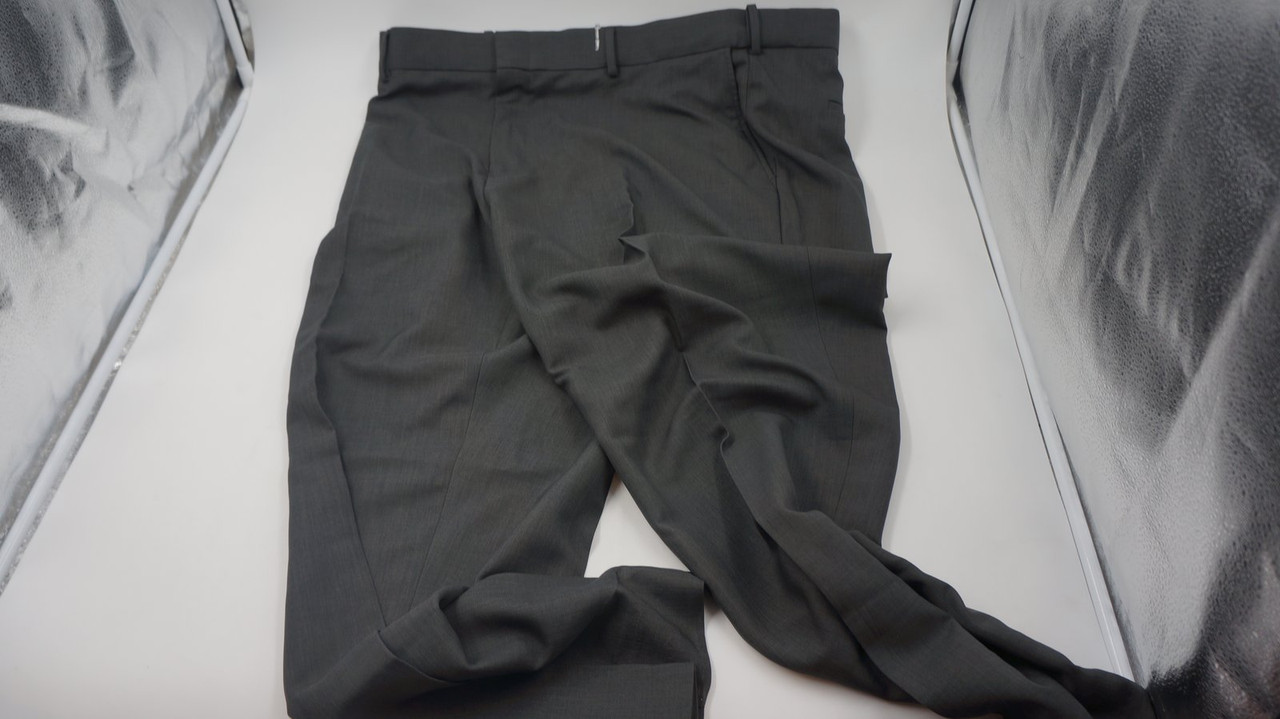 Burberry Men's Charcoal Melange Herringbone Patter Wool Trousers, Brand Size  46 (Waist Size 31.1