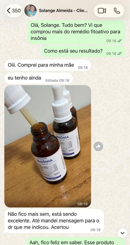 Print WhatsApp cliente Fórmula para Insônia