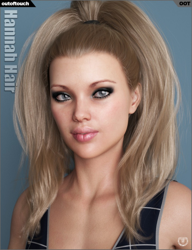 hannah ponytail hair for genesis 3 and 8 females 00 main daz3d