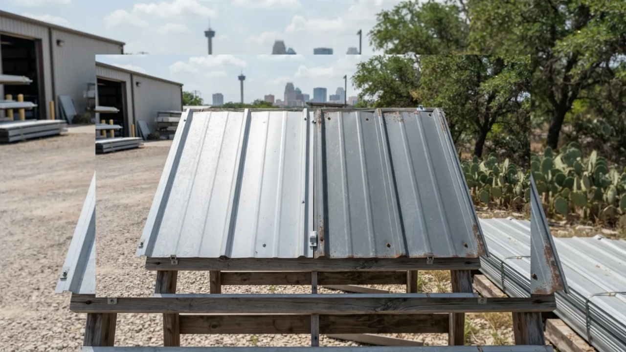 Aluminum vs steel metal roof panels side by side comparison San Antonio TX