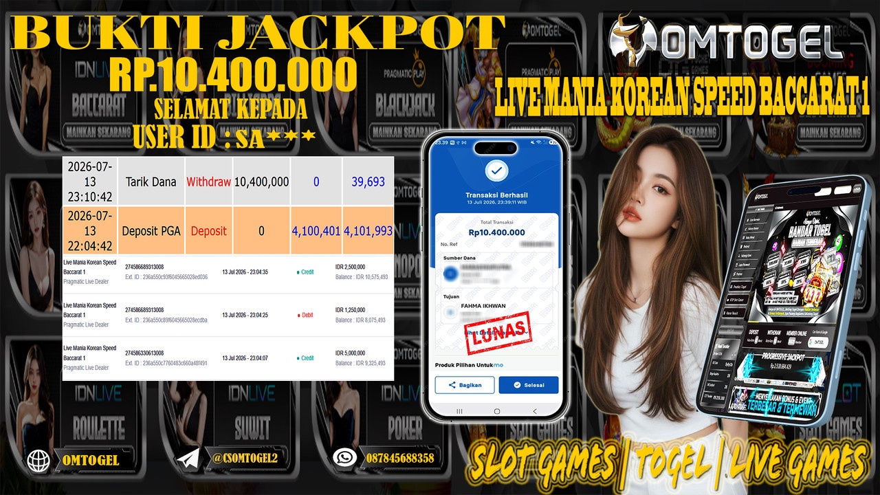 OMTOGEL JACKPOT PRAGMATIC CASINO Rp.10,400,000,- DIBAYAR LUNAS