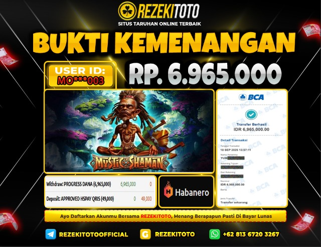 BUKTI KEMENANGAN 18 SEPTEMBER 2025 MSYTIC SHAMAN 6 JUTA 