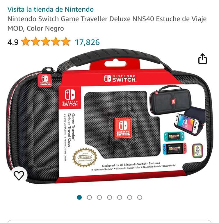 Amazon: Nintendo Switch Game Traveller Deluxe NNS40 Estuche de Viaje MOD, Color Negro 
