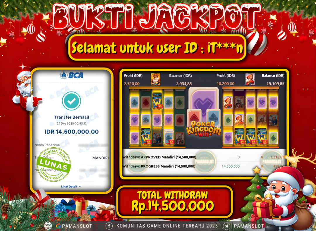 PAMANSLOT JACKPOT Game poker kingdom win Rp.14,500,000- LUNAS