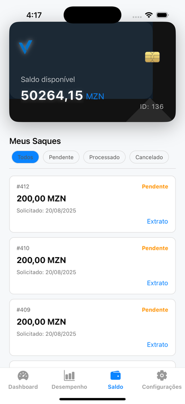 Tela do App VendusPay