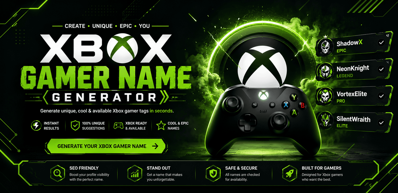 Xbox Gamer Name Generator 2026 free gamertag creator