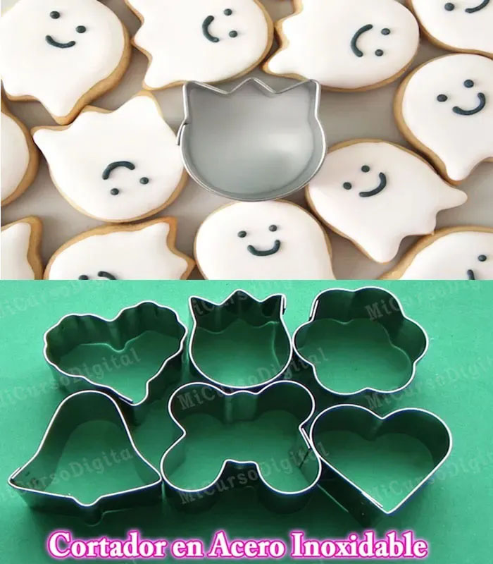 Molde Moño mini fantasma corazon flor para fondant y pastel x6pz