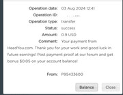 My first payment from Heedyou!