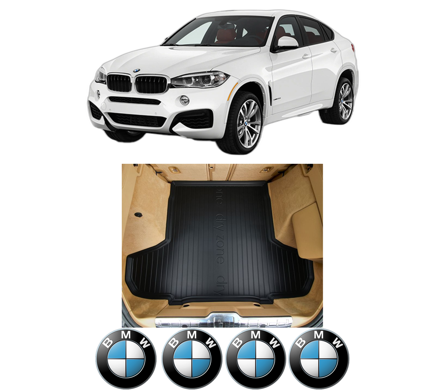 Tavita Portbagaj BMW Seria X6 (F16, F86) din 2014-2019, Protectie Portbagaj Auto, 4x Stickere auto cu BMW