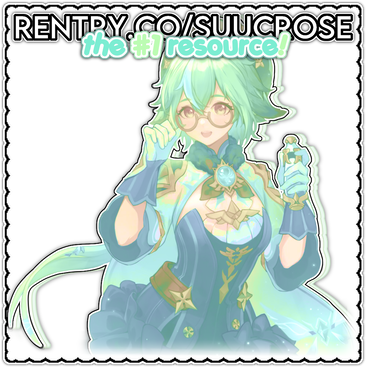  Sucrose genshin graphic with the text " RENTRY . CO / SUUCROSE — the #1 resource ! " 