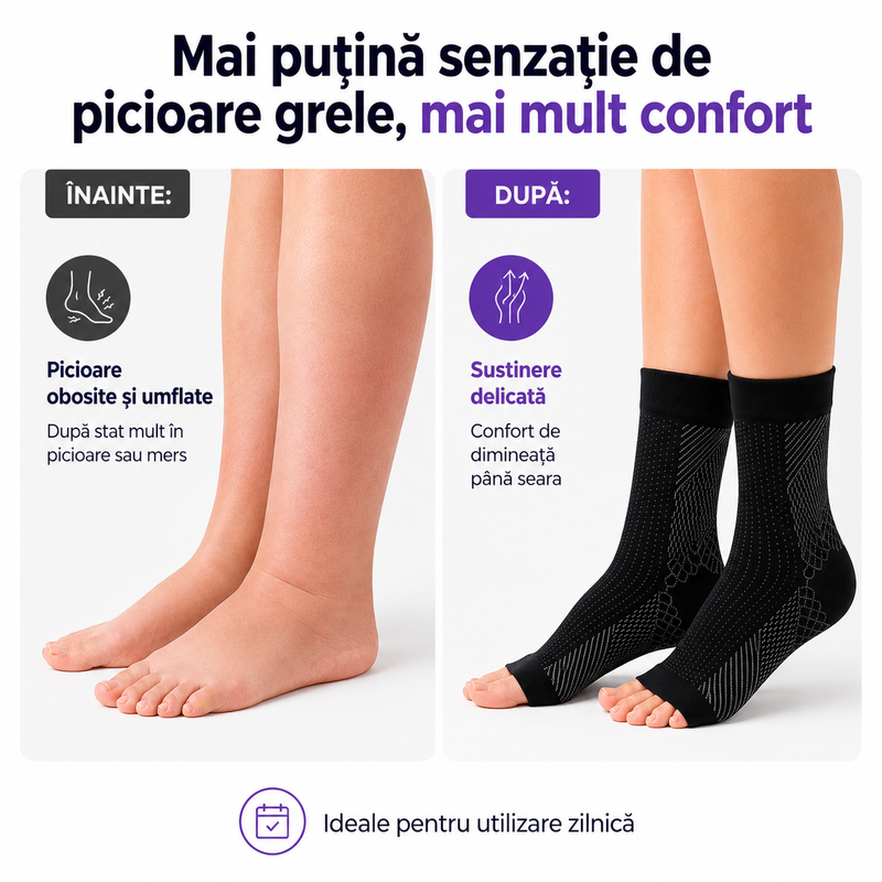 Set 3 perechi șosete compresive negre 8-15 mmHg