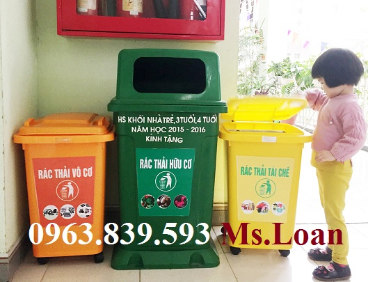 Thùng rác nhựa 60 lít có bánh xe nắp đậy kín rẻ giao toàn quốc / 0963 839 593 Ms.Loan Phan-loai-rac-thai-theo-mau-sac-thung-rac-1