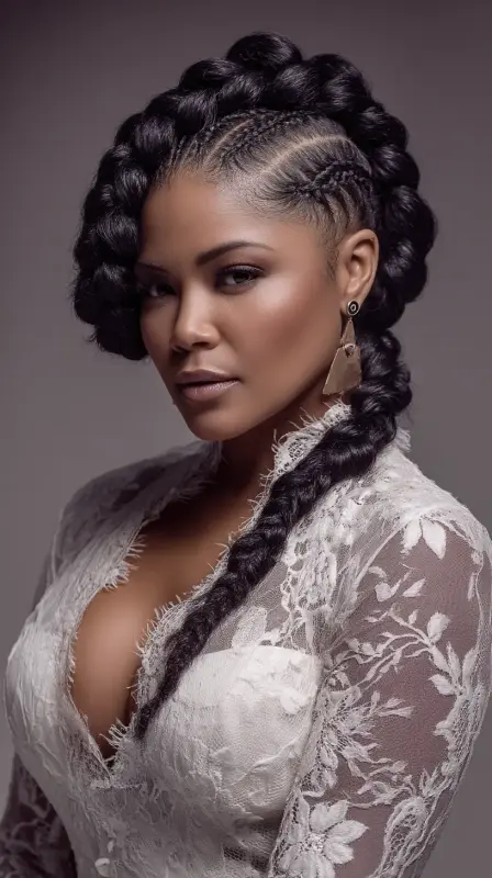 Luxe Side-Swept Braids: Where Tradition Meets Trend - black women side part