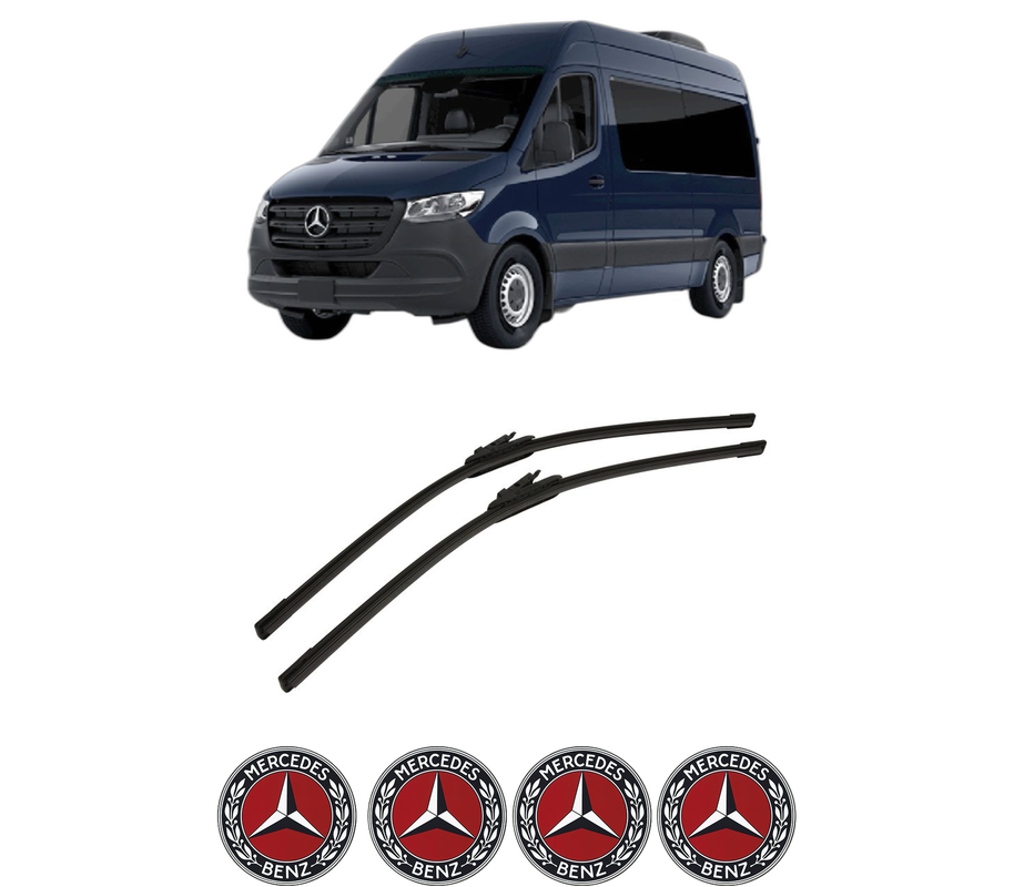 Set stergatoare auto MERCEDES-BENZ SPRINTER 3,5-t Van (B907, B910) din 2018-2025, pentru parbriz auto, 2 bucati, Bosch Aerotwin, din cauciuc siliconat rezistent, 4 Stickere Auto MERCEDES-BENZ